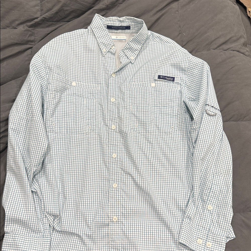 Columbia Men's Light Blue Plaid Shirt